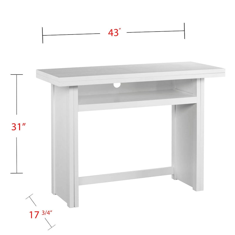 Console convertible blanche en table à manger