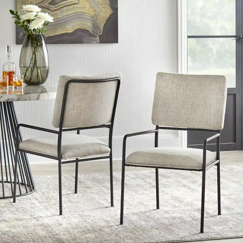Chaises de salle à manger rembourrées avec cadre en métal, lot de 2