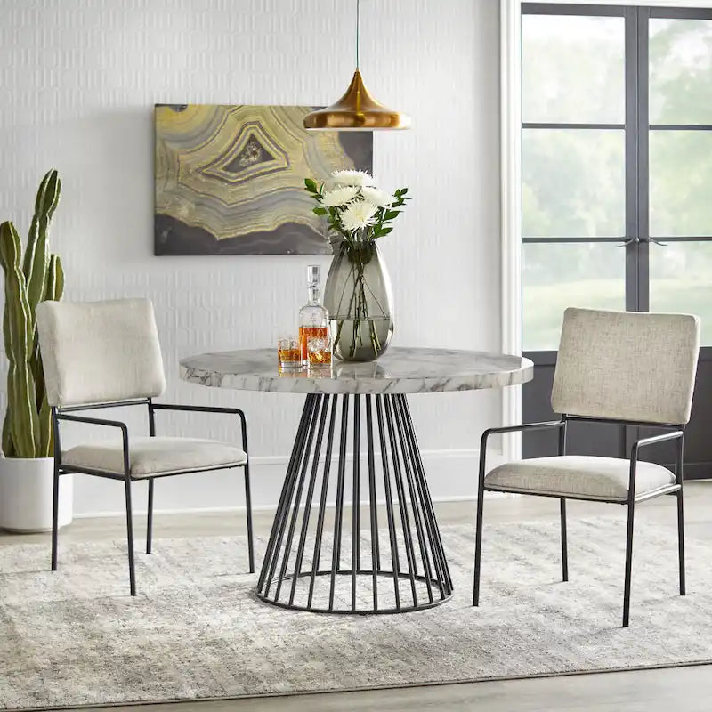 Chaises de salle à manger rembourrées avec cadre en métal, lot de 2