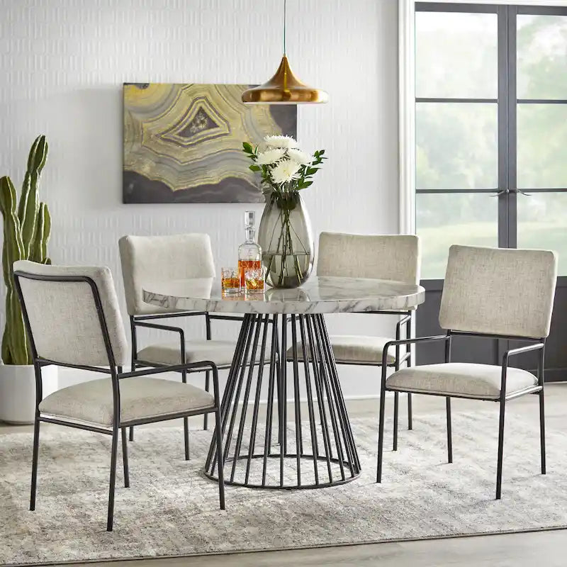 Chaises de salle à manger rembourrées avec cadre en métal, lot de 2
