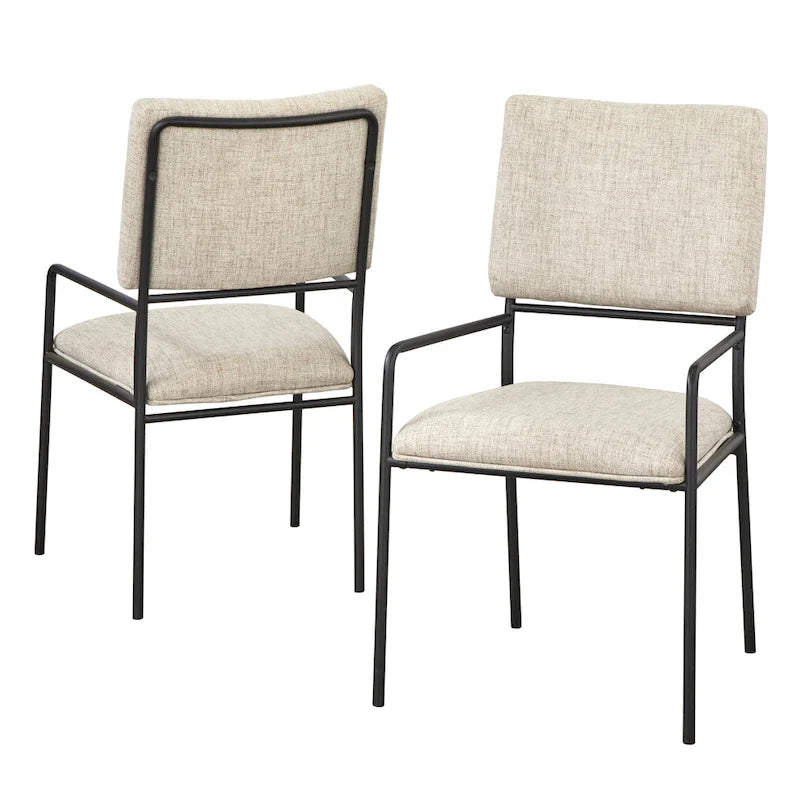 Chaises de salle à manger rembourrées avec cadre en métal, lot de 2