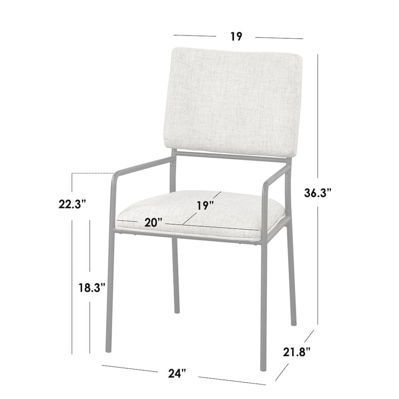 Chaises de salle à manger rembourrées avec cadre en métal, lot de 2