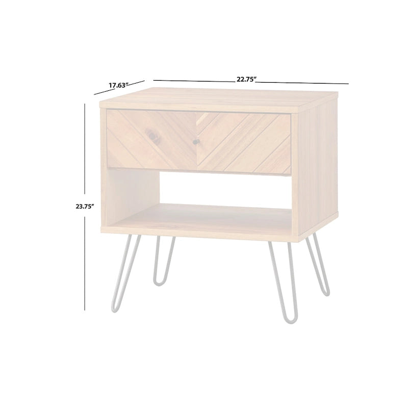 1-Drawer End Table with Chevron Pattern and Lower Shelf