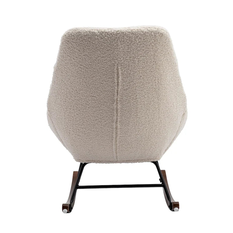 Fauteuil à bascule capitonné en tissu bouclé