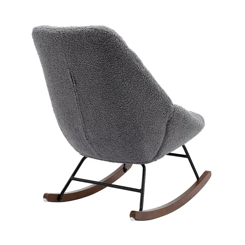Fauteuil à bascule capitonné en tissu bouclé