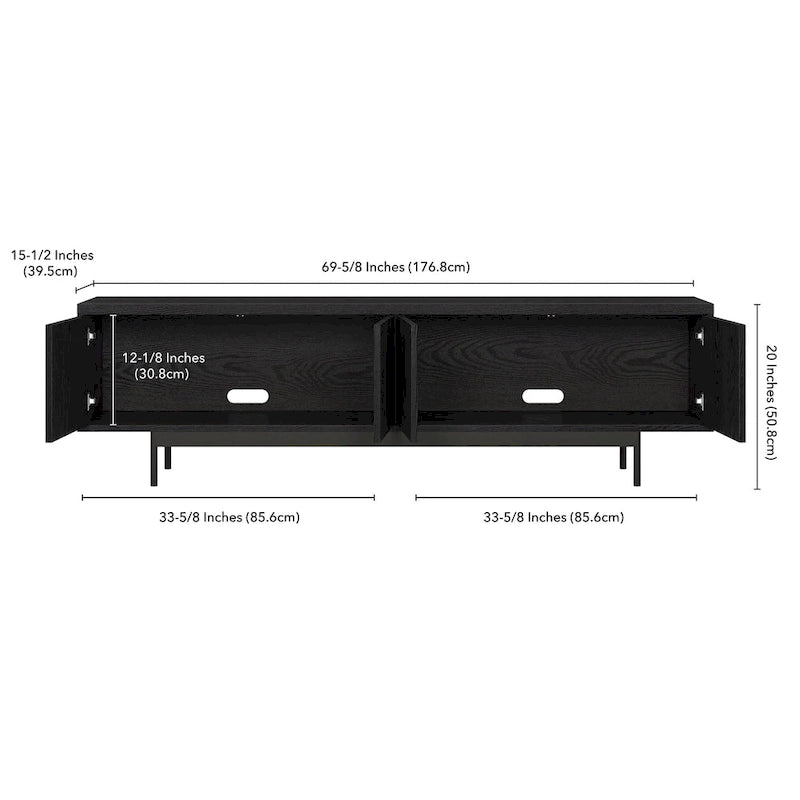 Meuble TV rectangulaire pour téléviseurs jusqu'à 75 pouces, 176,5 cm de large