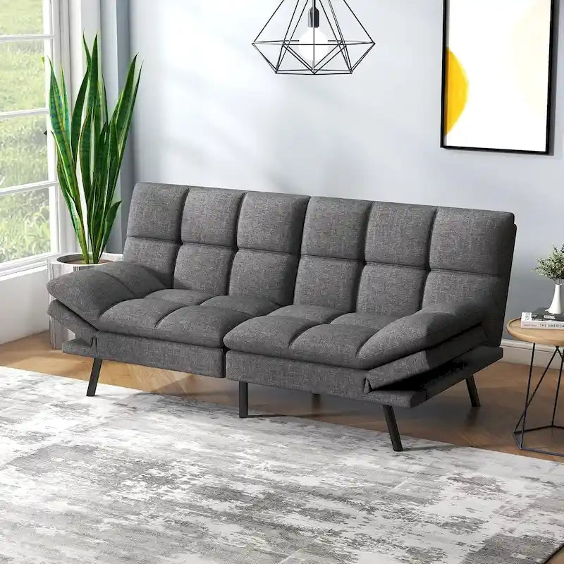 Futon moderne en mousse à mémoire de forme avec accoudoirs réglables
