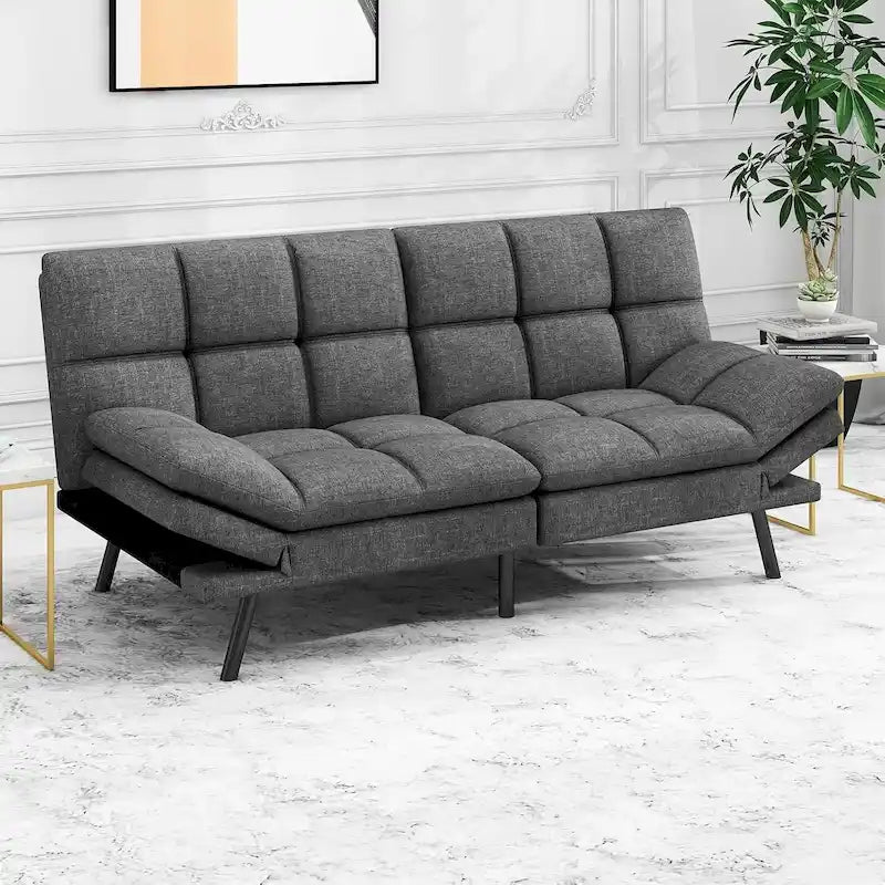Futon moderne en mousse à mémoire de forme avec accoudoirs réglables