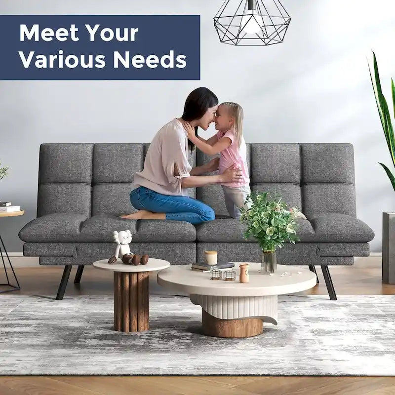 Futon moderne en mousse à mémoire de forme avec accoudoirs réglables