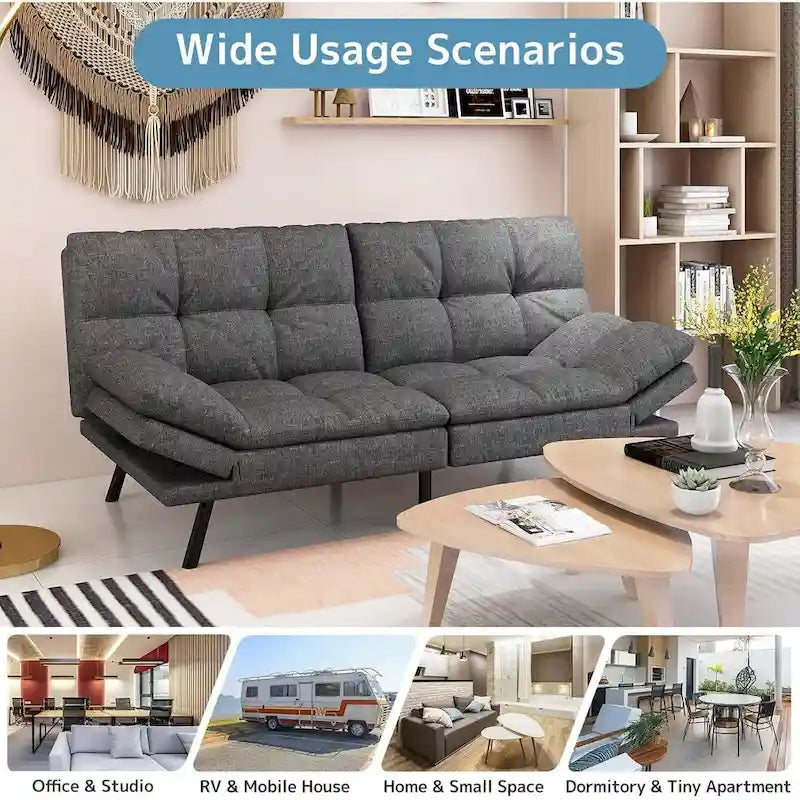 Futon moderne en mousse à mémoire de forme avec accoudoirs réglables