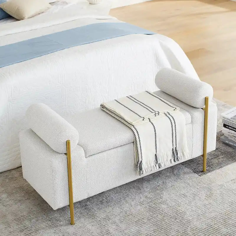Banc de rangement en velours rembourré
