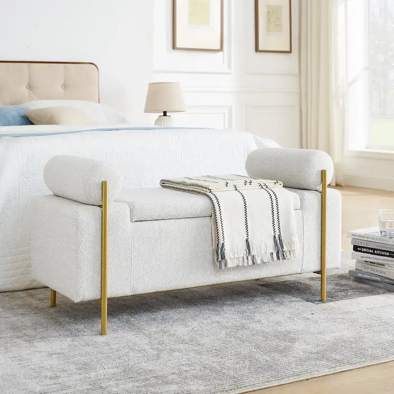 Banc de rangement en velours rembourré