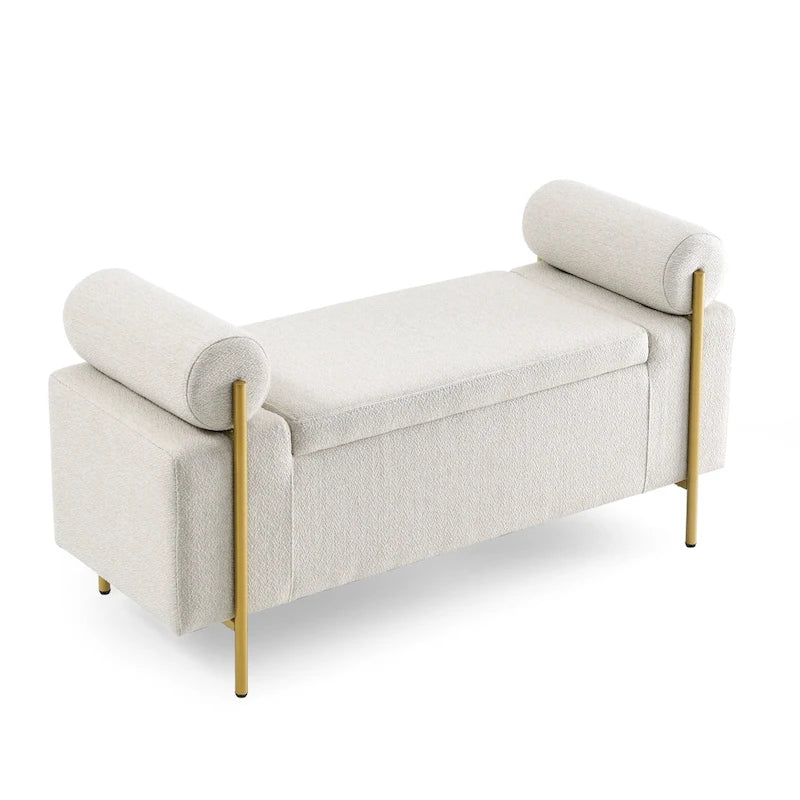 Banc de rangement en velours rembourré