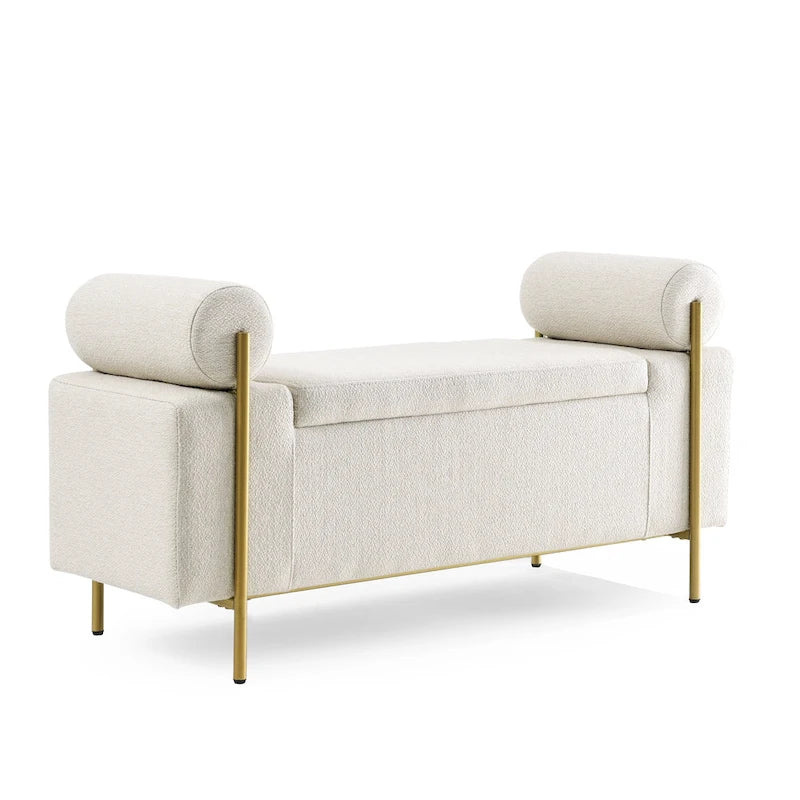 Banc de rangement en velours rembourré