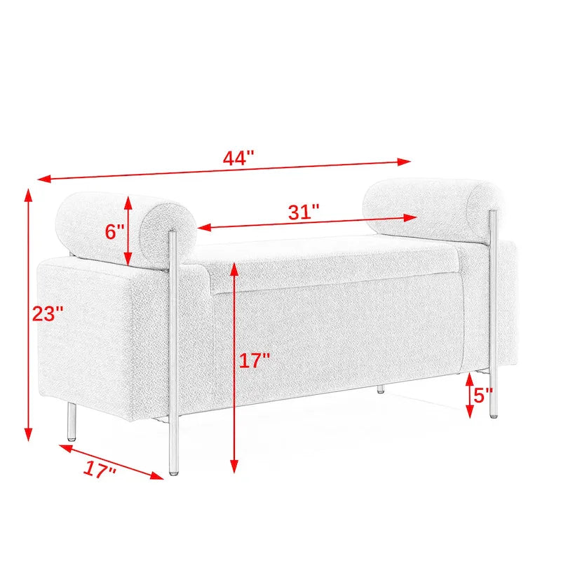 Banc de rangement en velours rembourré