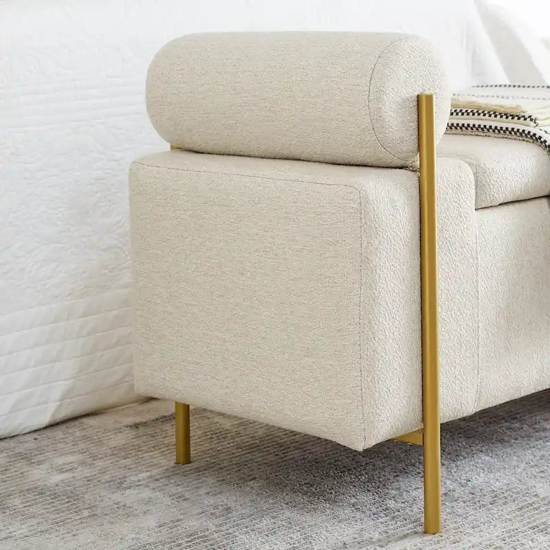 Banc de rangement en velours rembourré