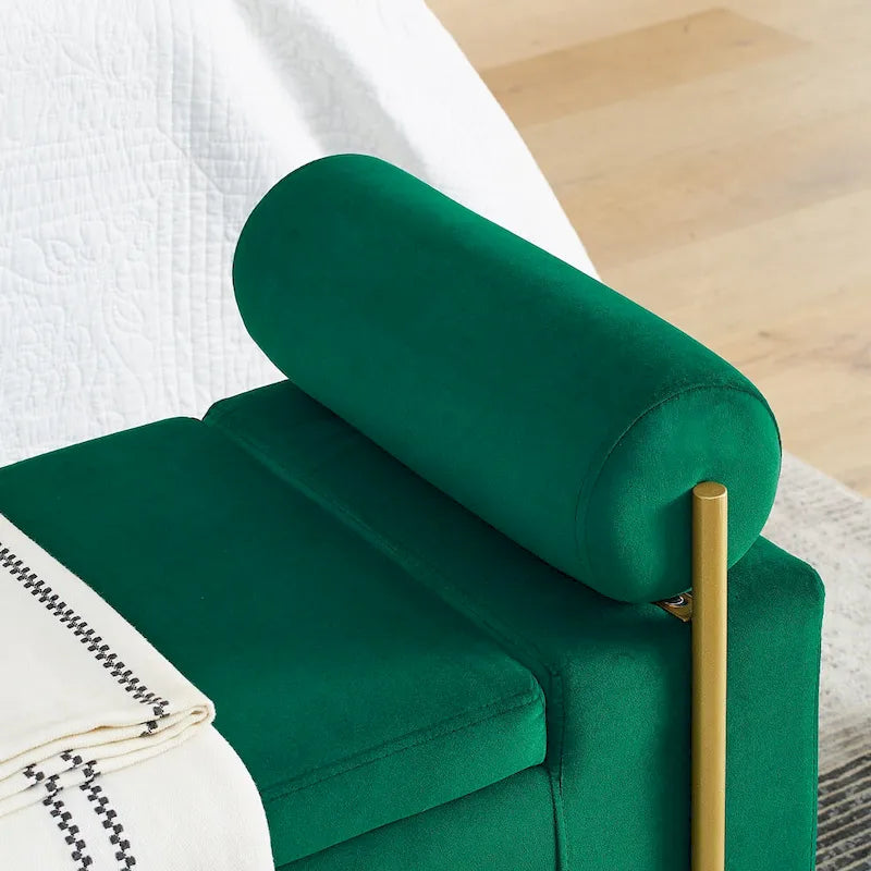 Banc de rangement en velours rembourré