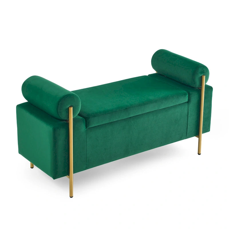 Banc de rangement en velours rembourré