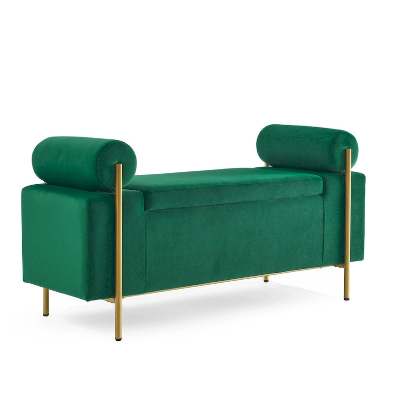 Banc de rangement en velours rembourré