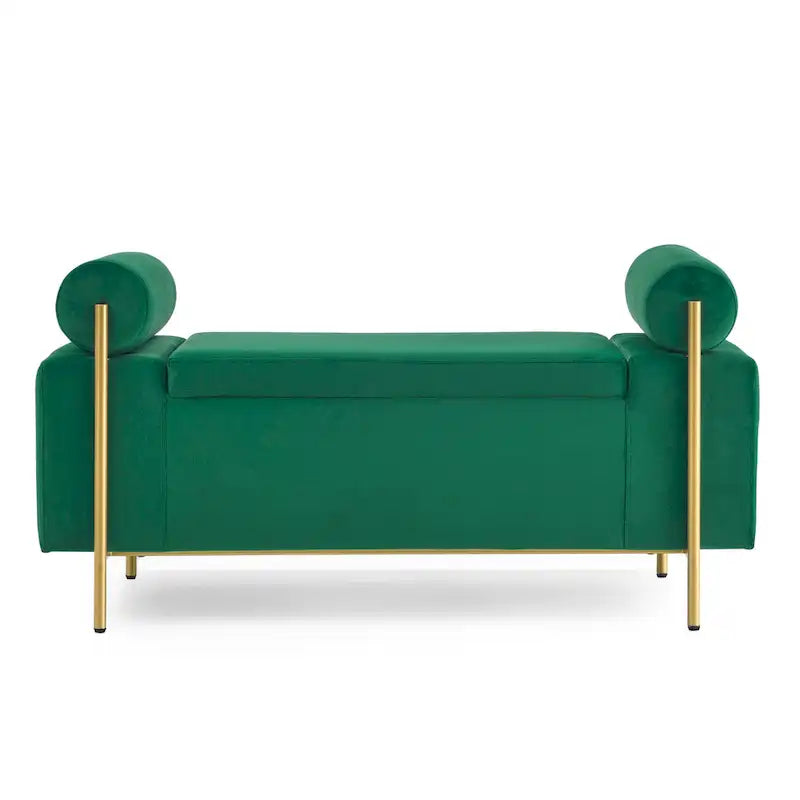 Banc de rangement en velours rembourré