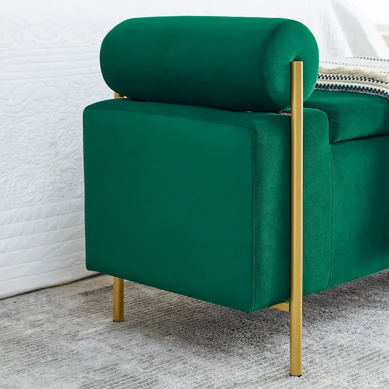 Banc de rangement en velours rembourré