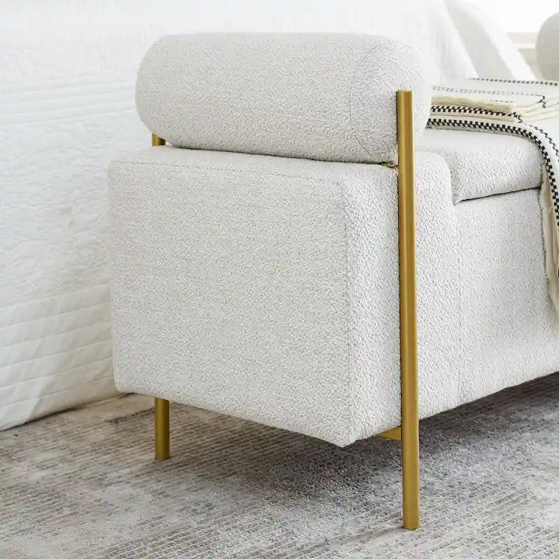 Banc de rangement en velours rembourré