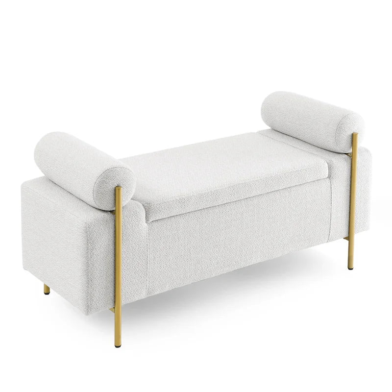 Banc de rangement en velours rembourré