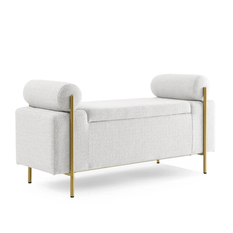 Banc de rangement en velours rembourré