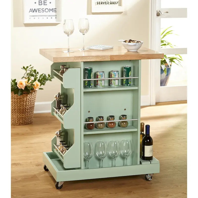 Chariot de cuisine roulant avec rangement pour bouteilles de vin