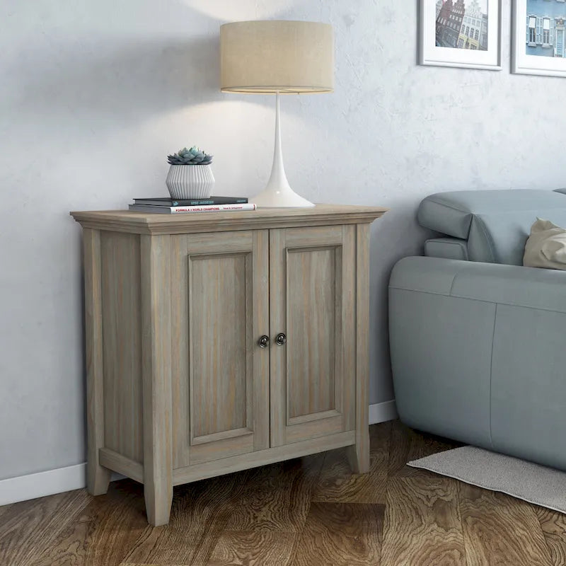 Meuble bas de rangement transitoire en bois massif 32L x 14P x 31H