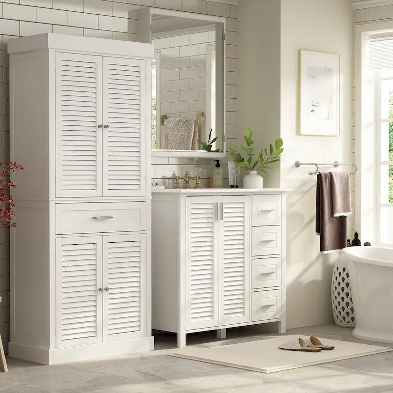 30" Bathroom Floor Storage Cabinet with Doors