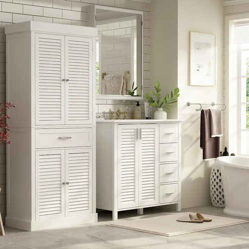 Meuble de rangement de salle de bain au sol de 76 cm avec portes