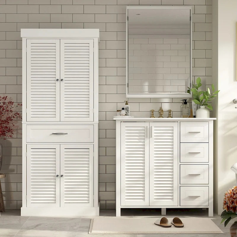 Meuble de rangement de salle de bain au sol de 76 cm avec portes
