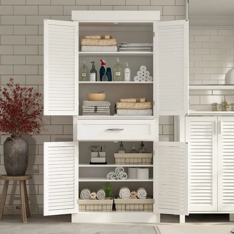 Meuble de rangement de salle de bain au sol de 76 cm avec portes
