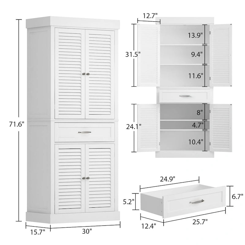 Meuble de rangement de salle de bain au sol de 76 cm avec portes