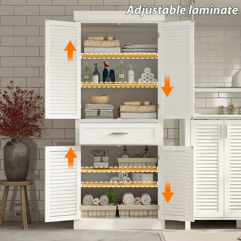 Meuble de rangement de salle de bain au sol de 76 cm avec portes