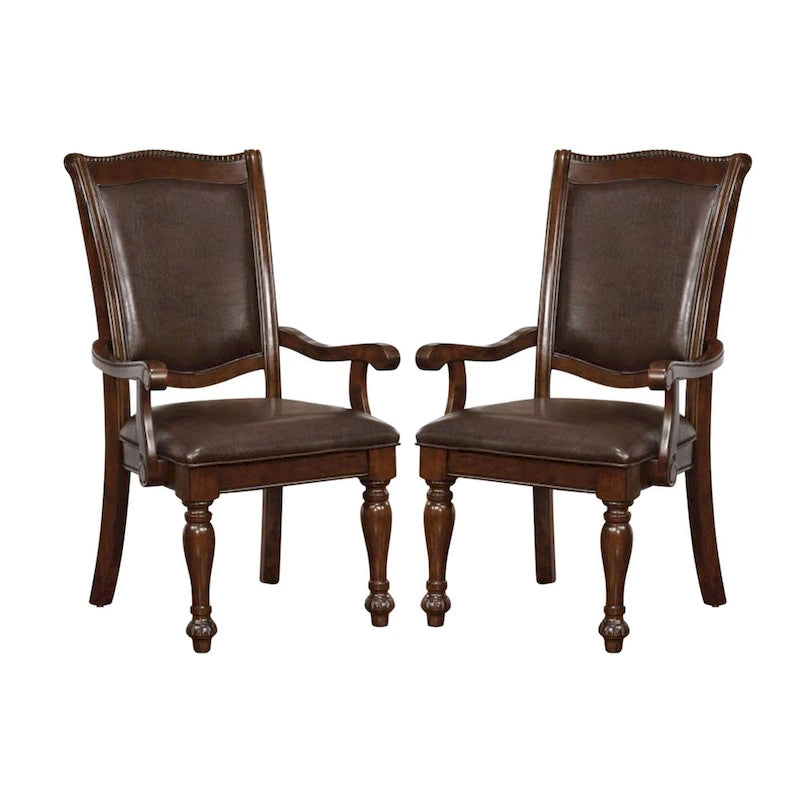 Ensemble de 2 fauteuils en similicuir marron cerise et expresso