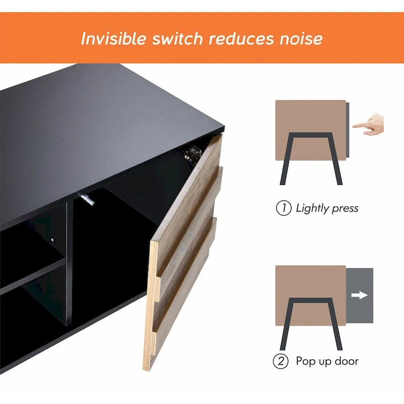 Meuble TV Mid-Century Modern pour écran plat jusqu'à 65", bois, 59"