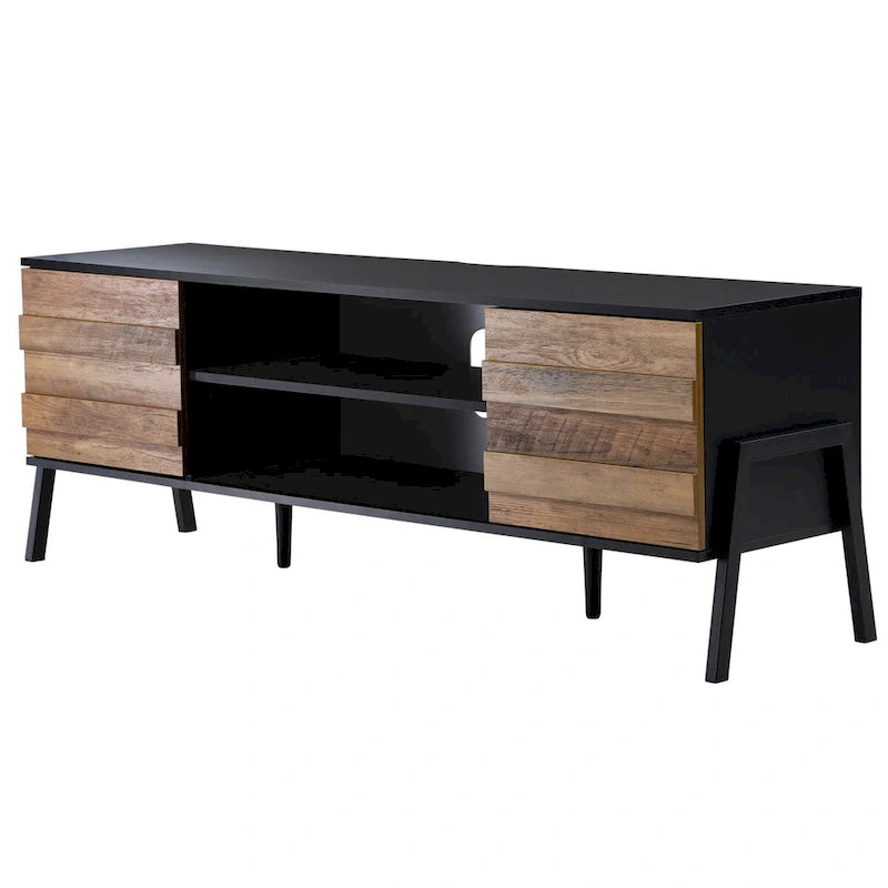 Meuble TV Mid-Century Modern pour écran plat jusqu'à 65", bois, 59"