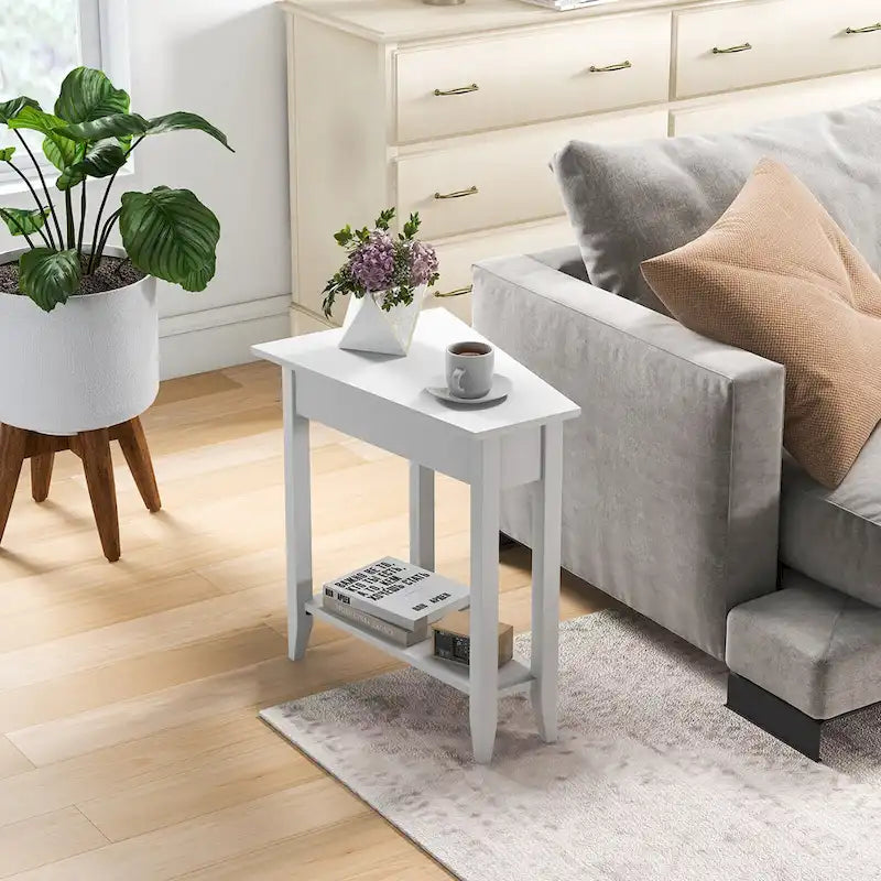 2-Tier End Table Irregular Narrow Sofa Side Nightstand