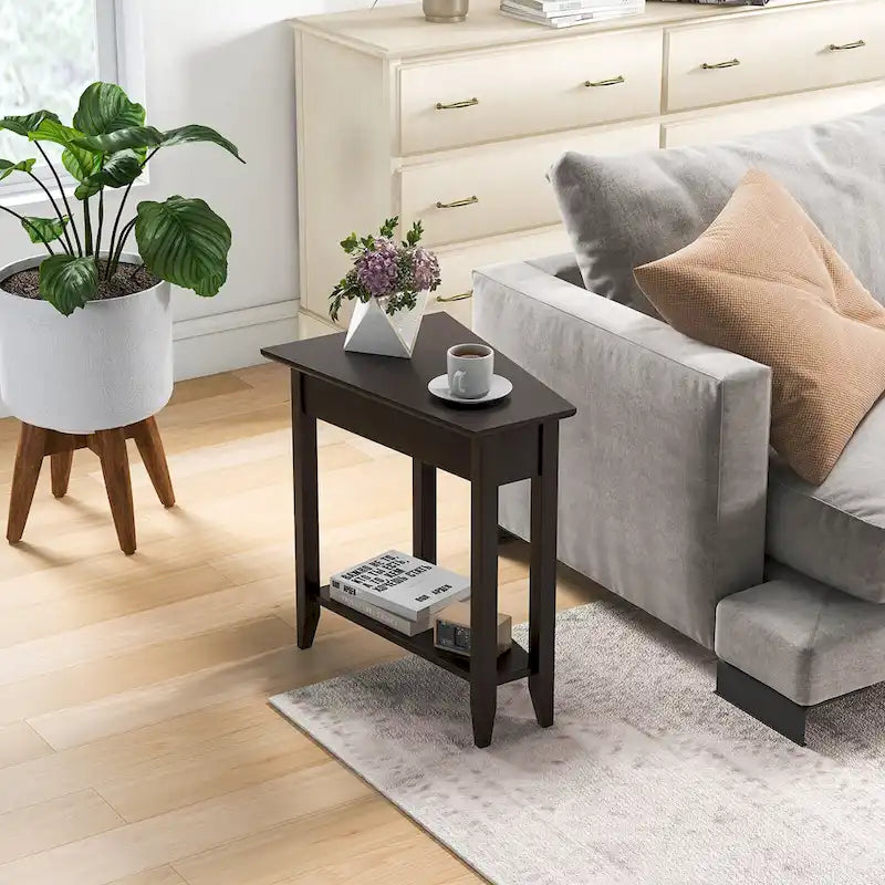 2-Tier End Table Irregular Narrow Sofa Side Nightstand