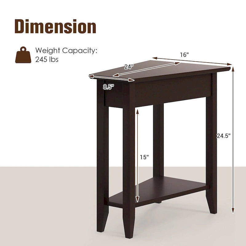 2-Tier End Table Irregular Narrow Sofa Side Nightstand