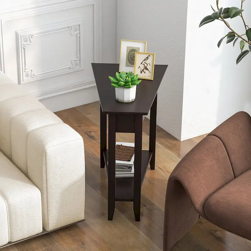 2-Tier End Table Irregular Narrow Sofa Side Nightstand