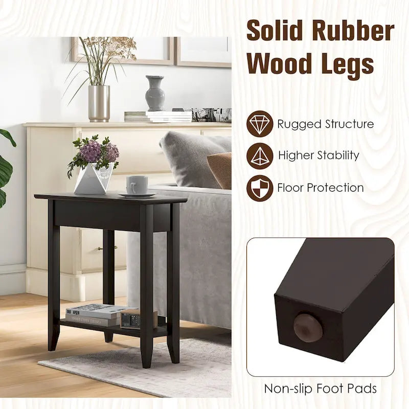 2-Tier End Table Irregular Narrow Sofa Side Nightstand