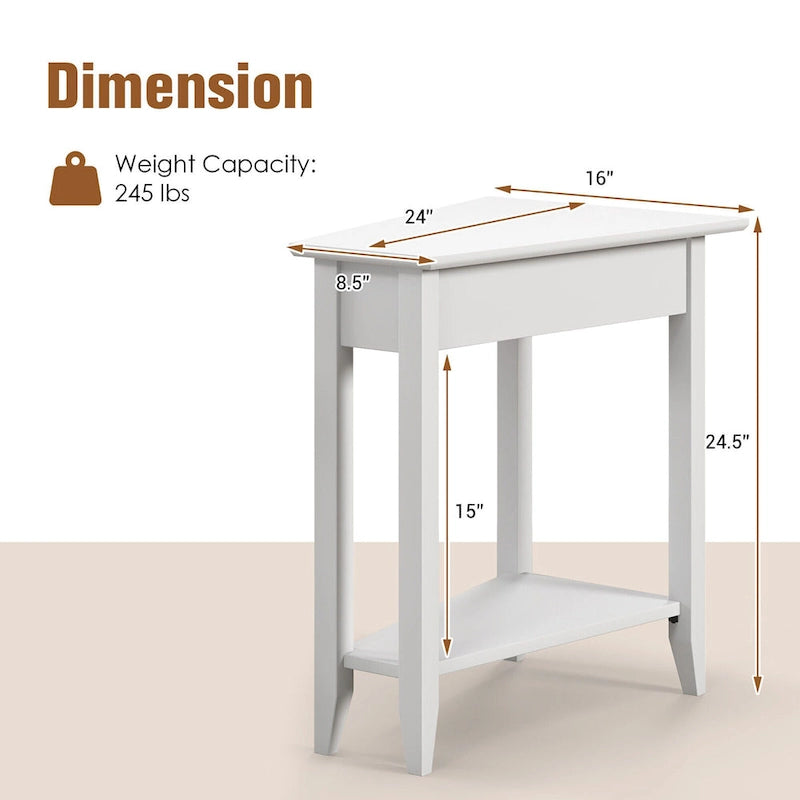 2-Tier End Table Irregular Narrow Sofa Side Nightstand