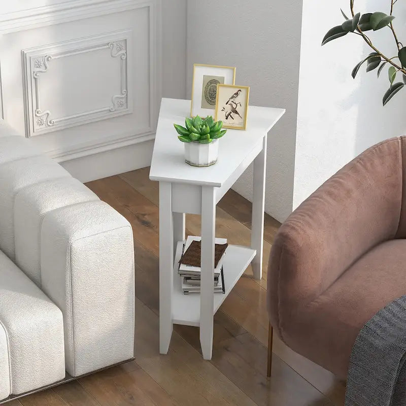 2-Tier End Table Irregular Narrow Sofa Side Nightstand