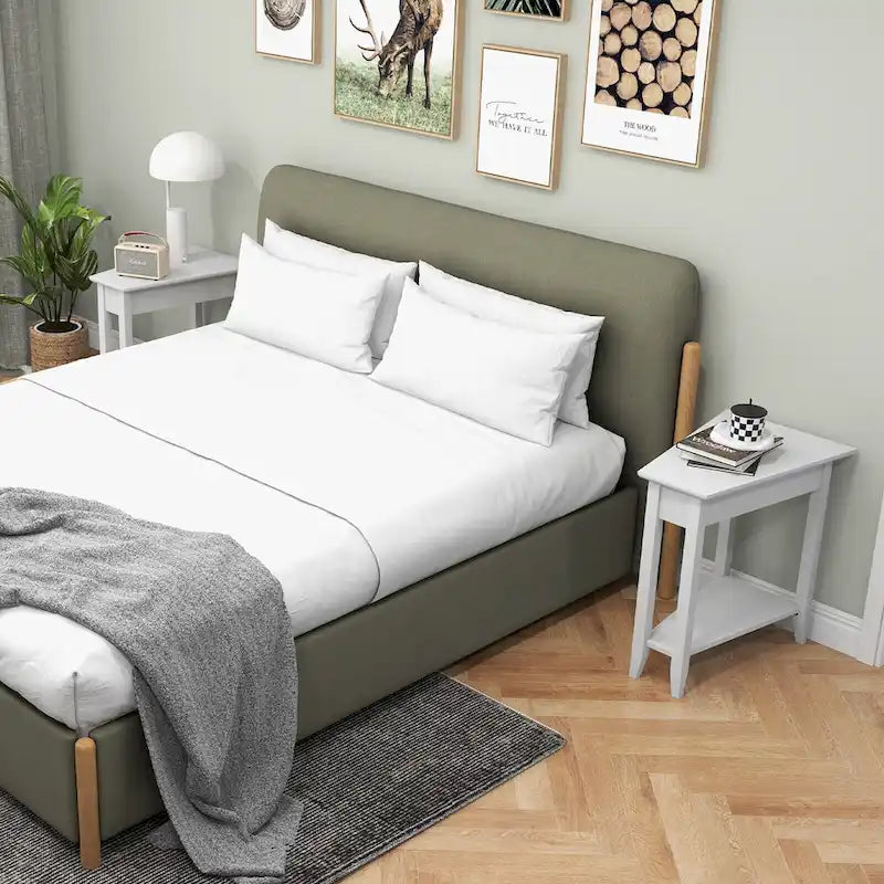 2-Tier End Table Irregular Narrow Sofa Side Nightstand