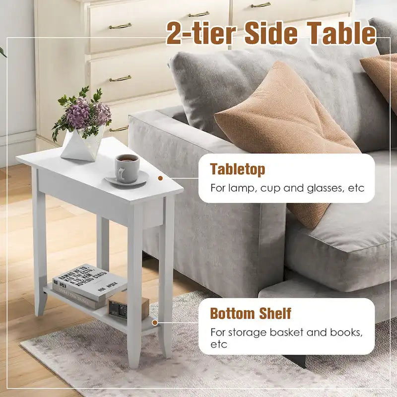 2-Tier End Table Irregular Narrow Sofa Side Nightstand