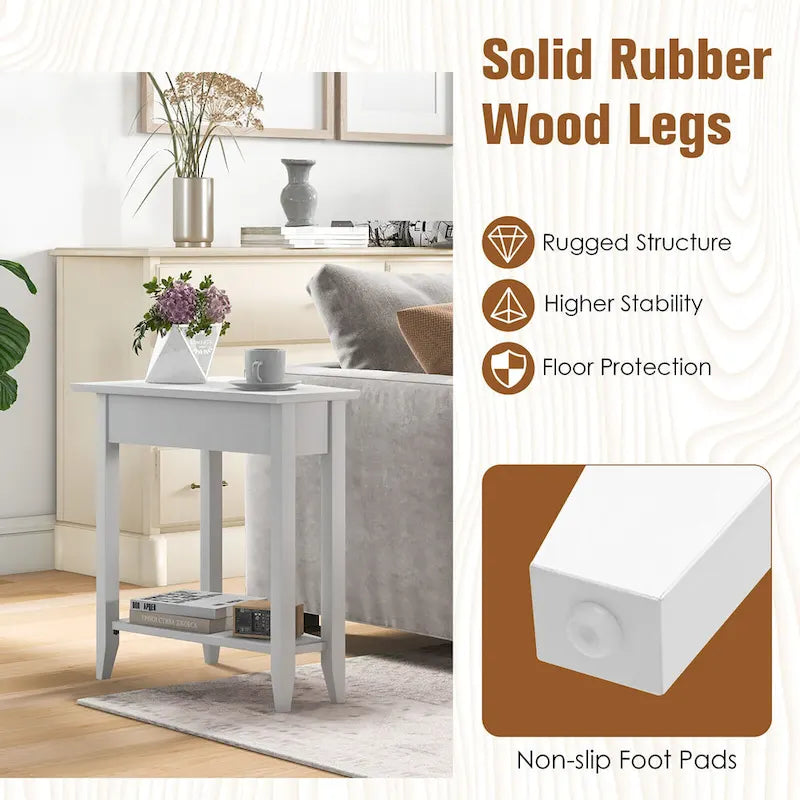 2-Tier End Table Irregular Narrow Sofa Side Nightstand