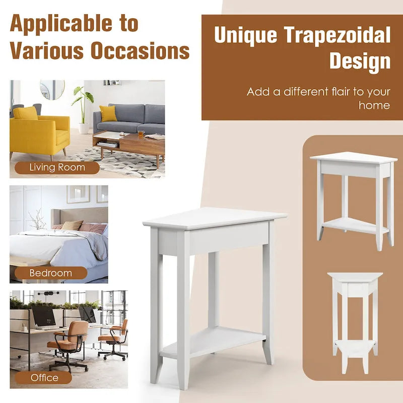 2-Tier End Table Irregular Narrow Sofa Side Nightstand